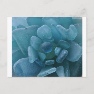 Blue Sea Glass Flower Postcard