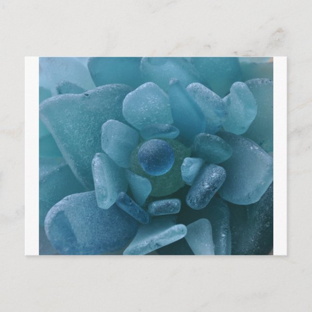 Blue Sea Glass Flower Postcard (Front)