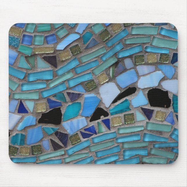 Blue Sea Glass Mosaic Mouse Pad (Front)