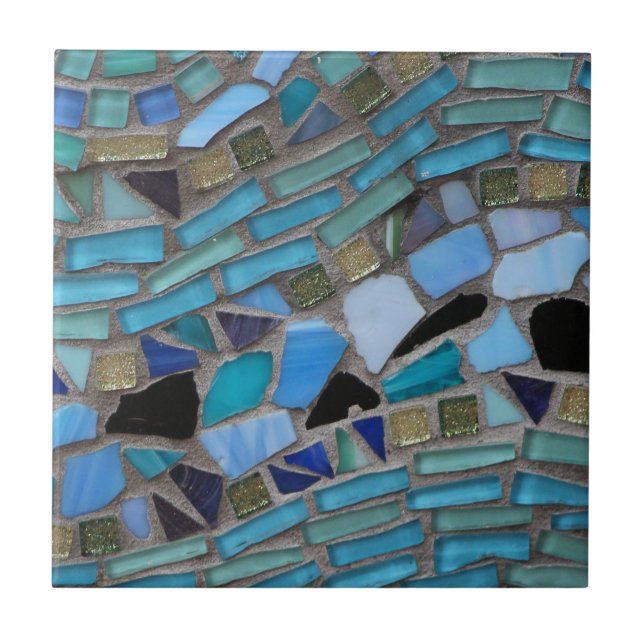 Blue Sea Glass Mosaic Tile (Front)