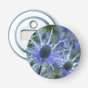 Blue Sea Holly Thistle Monogram Bottle Opener