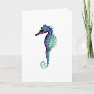 Blue sea horse design nautical oceanic seahorses card