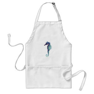 Blue sea horse design nautical oceanic seahorses standard apron