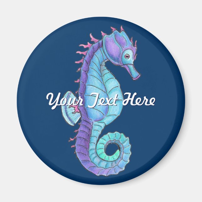 Blue Sea Horse Magnet (Front)