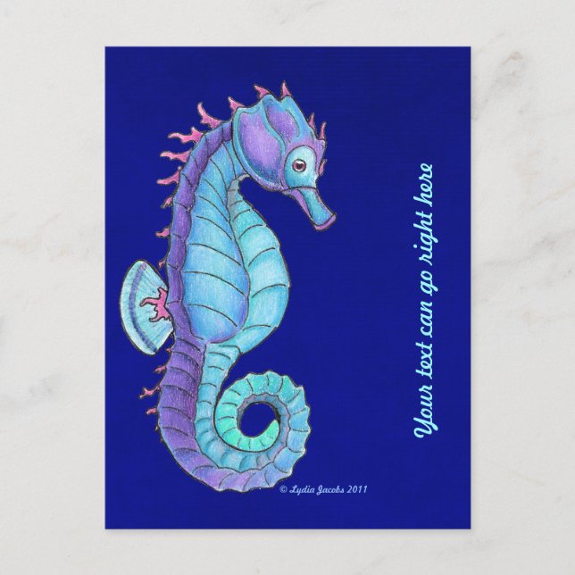 Blue Sea Horse Postcard (Front)
