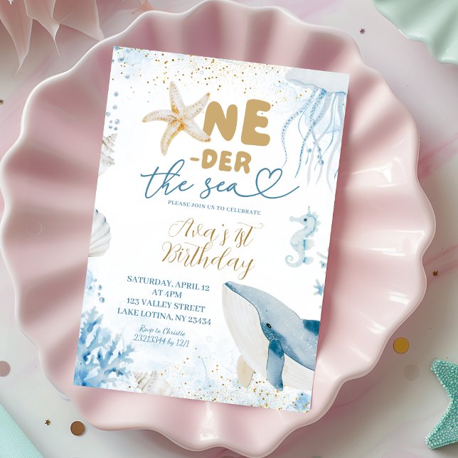 Blue Sea Oneder the Sea First Birthday Invitation (Creator Uploaded)