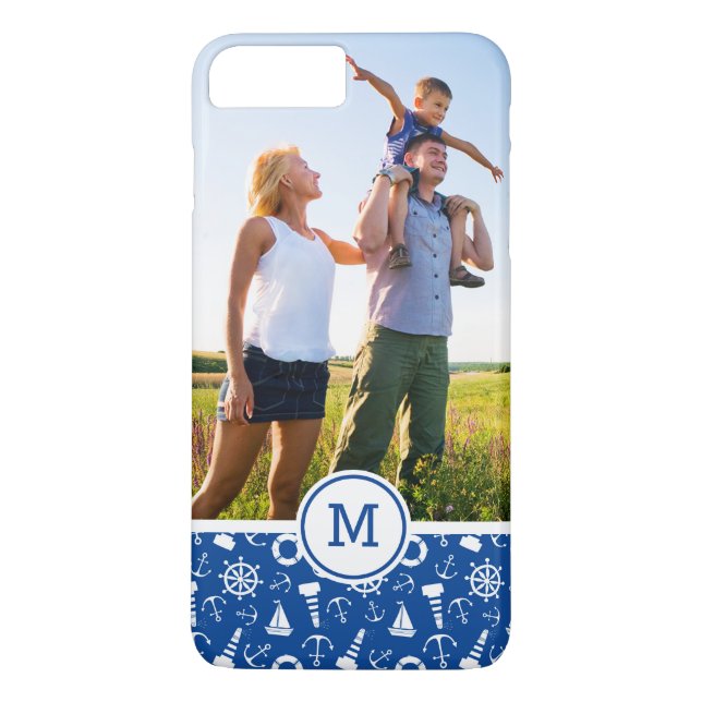 Blue Sea Pattern| Add Your Initial Case-Mate iPhone Case (Back)