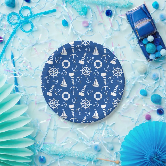 Blue Sea Pattern Paper Plate (Party)