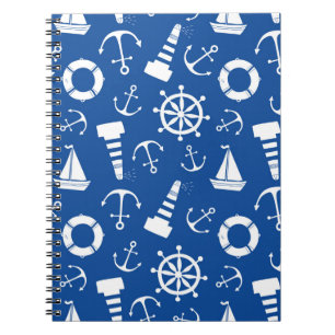 Blue Sea Pattern Spiral Notebook