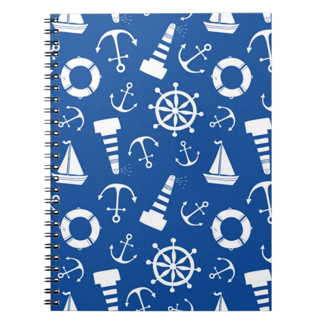 Blue Sea Pattern Spiral Notebook (Front)
