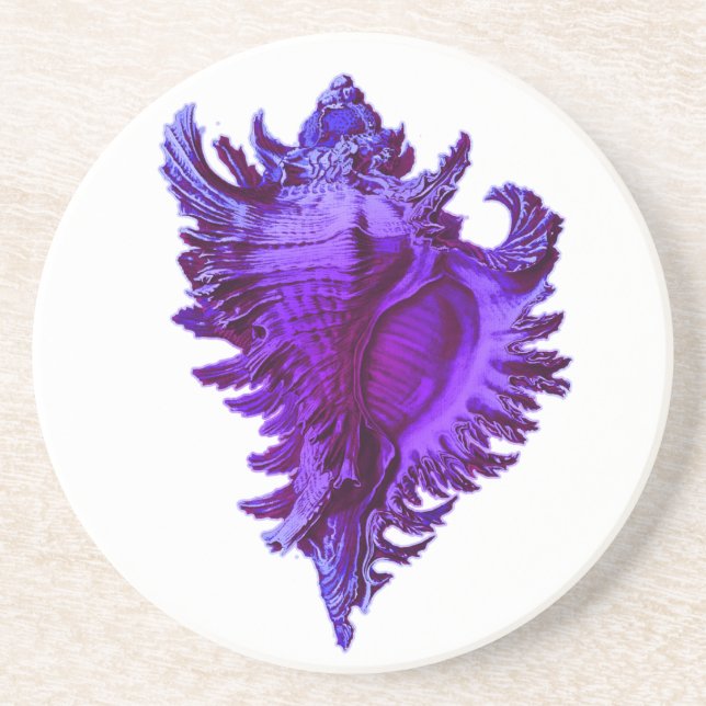 Blue Sea Shell Stone Coaster (Front)
