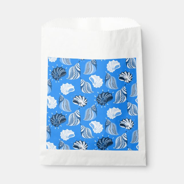 blue sea shells beach ocean favour bags (Front)