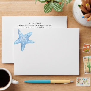 Blue Sea Summer Return Address Envelope