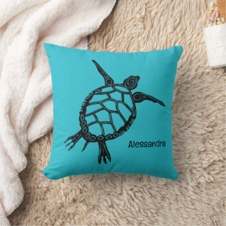 Blue Sea Turtle Cushion