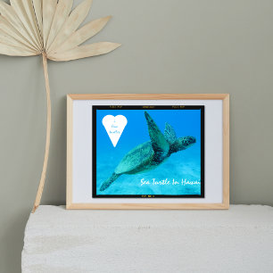 Blue Sea Turtle i heart turtles Hawaii  Poster