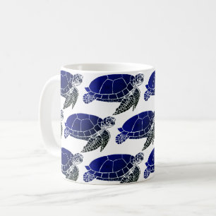 Blue Sea Turtle Pattern Coffee Mug
