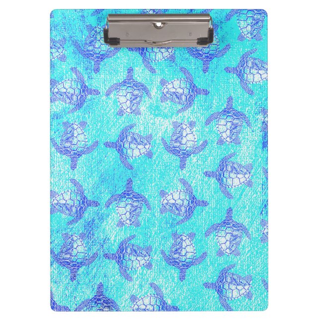 Blue Sea Turtle Print Clipboard (Front)