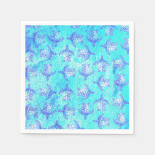 Blue Sea Turtle Print Napkin