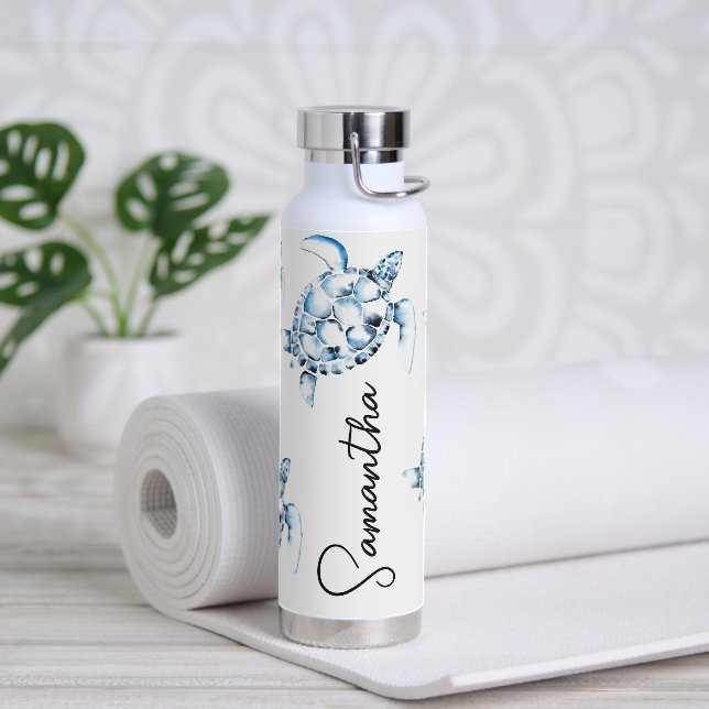 Blue Sea Turtle Themed Reusable Water Bottles (Yoga)