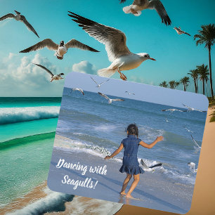 Blue Sea Water Beach Joy Dance Photo Words Mouse Pad