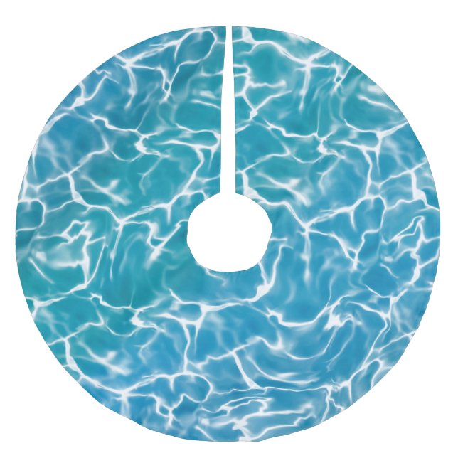 Blue Sea Water Brushed Polyester Tree Skirt (Front)