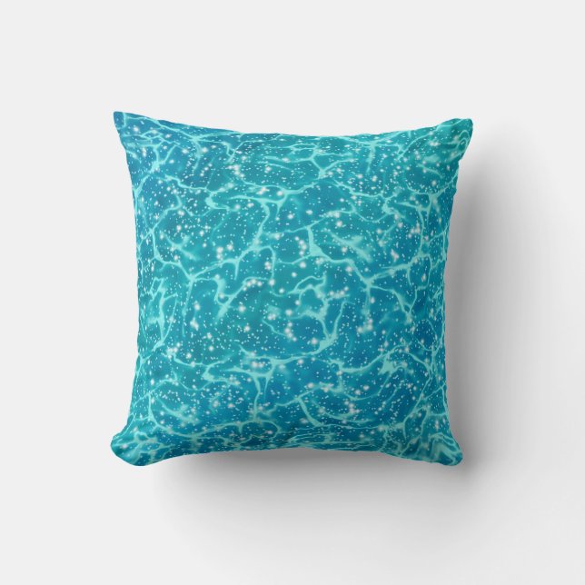 Blue Sea Water with Sparkles Cushion (Front)