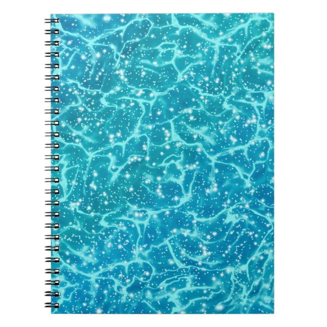Blue sea Water with Sparkles Notebook (Front)