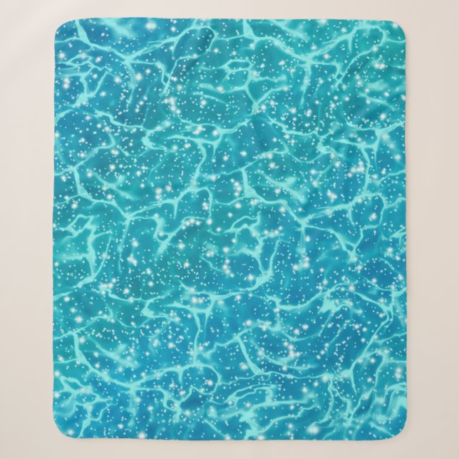 Blue Sea Water with Sparkles Sherpa Blanket (Front)