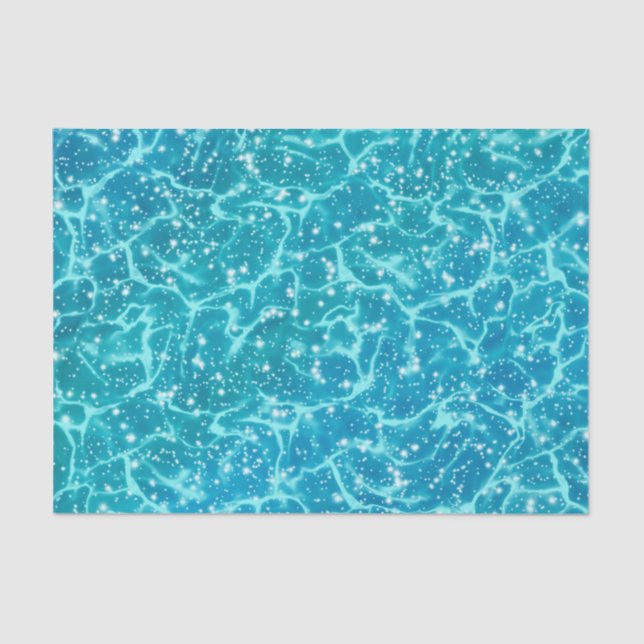 Blue sea Water with Sparkles Tissue Paper (Front)