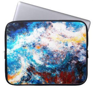 Blue sea wave. Artistic splashes of bright paints. Laptop Sleeve