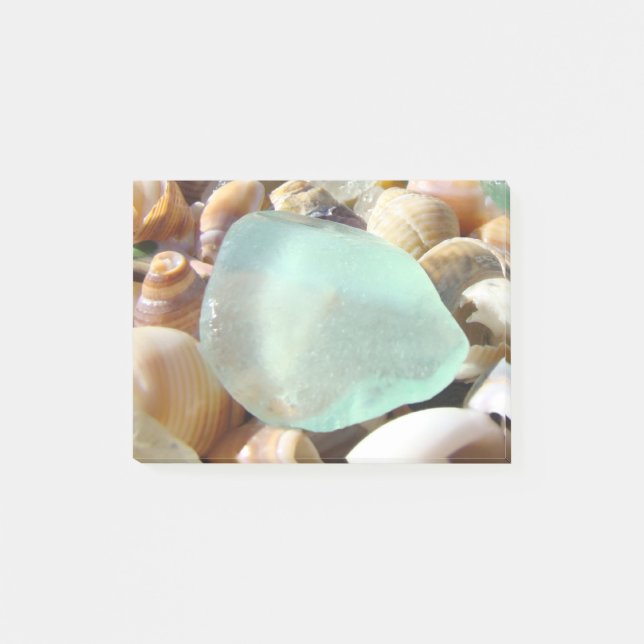 Blue Seaglass Post-It Notes Sea Glass Shells (Front)