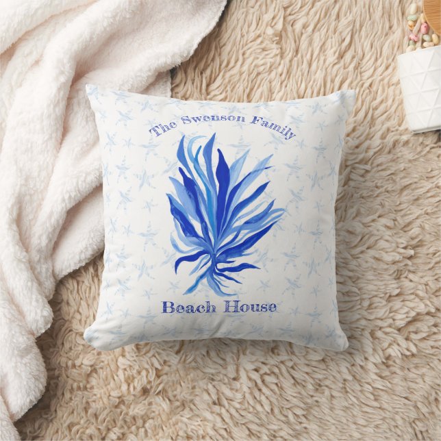 Blue seagrass with starfish   cushion (Blanket)