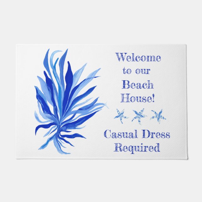 Blue seagrass with starfish  doormat (Front)