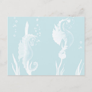 Blue SeaHorse and Swirl Design Postcard