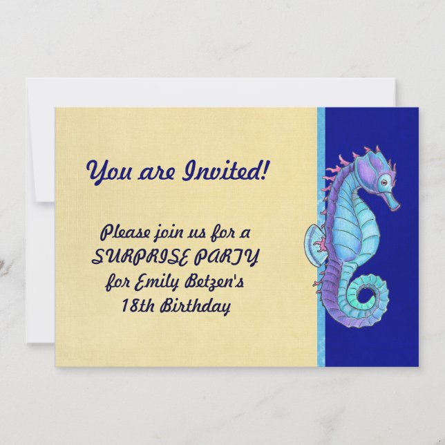 Blue Seahorse Invitations (Front)