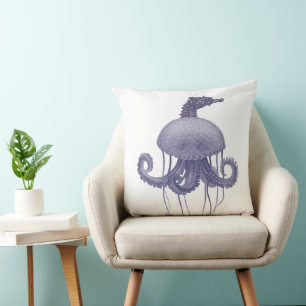 BLUE SEAHORSE JELLYFISH  CUSHION