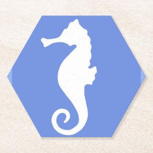 Blue Seahorse Paper Coaster