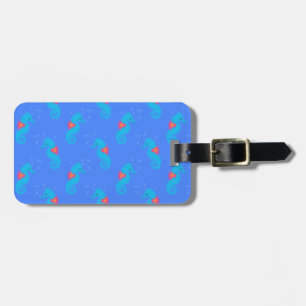 Blue Seahorse Pattern Luggage Tag