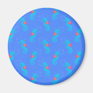 Blue Seahorse Pattern Magnet