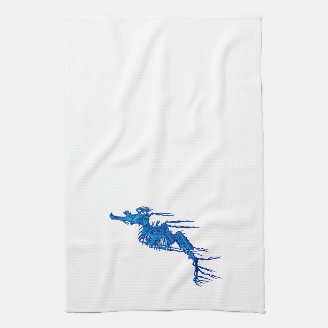 Blue Seahorse Tea Towel (Vertical)