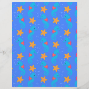 Blue Seahorses And Starfish Pattern