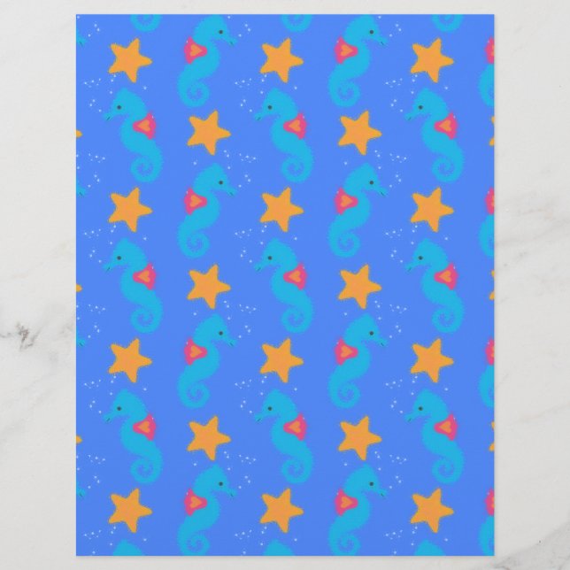 Blue Seahorses And Starfish Pattern (Front)