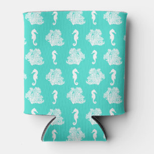 Blue Seahorses Coastal Beach Can Cooler