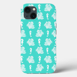 Blue Seahorses Coastal Beach iPhone 13 Case