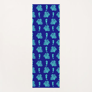 Blue Seahorses Coastal Beach Yoga Mat