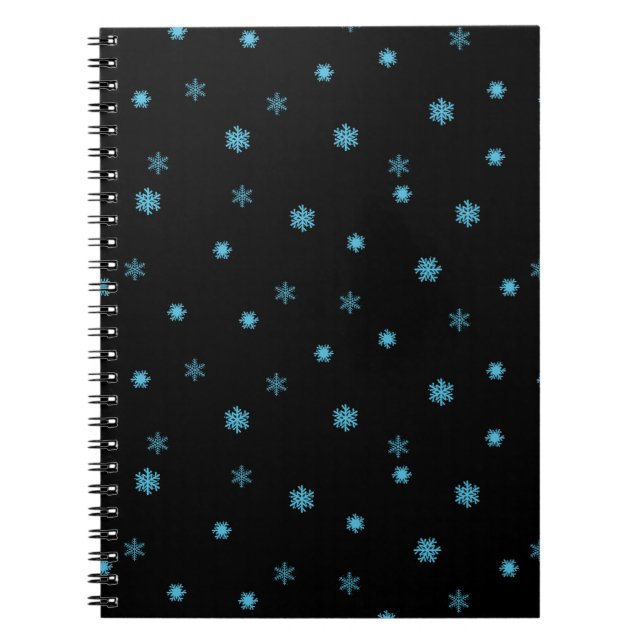 Blue Seamless Snowflake Pattern Notebook (Front)