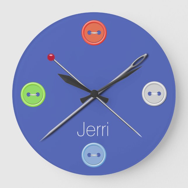 Blue Seamstress Wall Clock (Front)