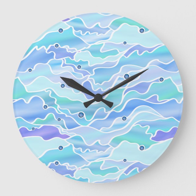 Blue Seascape Abstract Large Clock (Front)