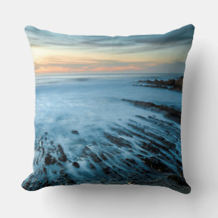 Blue seascape at sunset, California Cushion