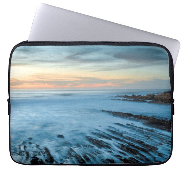 Blue seascape at sunset, California Laptop Sleeve (Front)